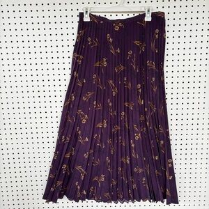 Sag Harbor Floral Permanently Pleated Purple Midi Maxi Skirt Size 14